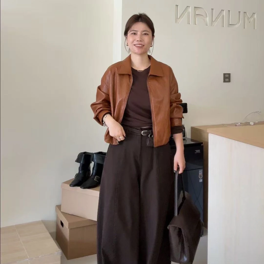 短款秋季韩版宽松皮衣（反洗反晒）