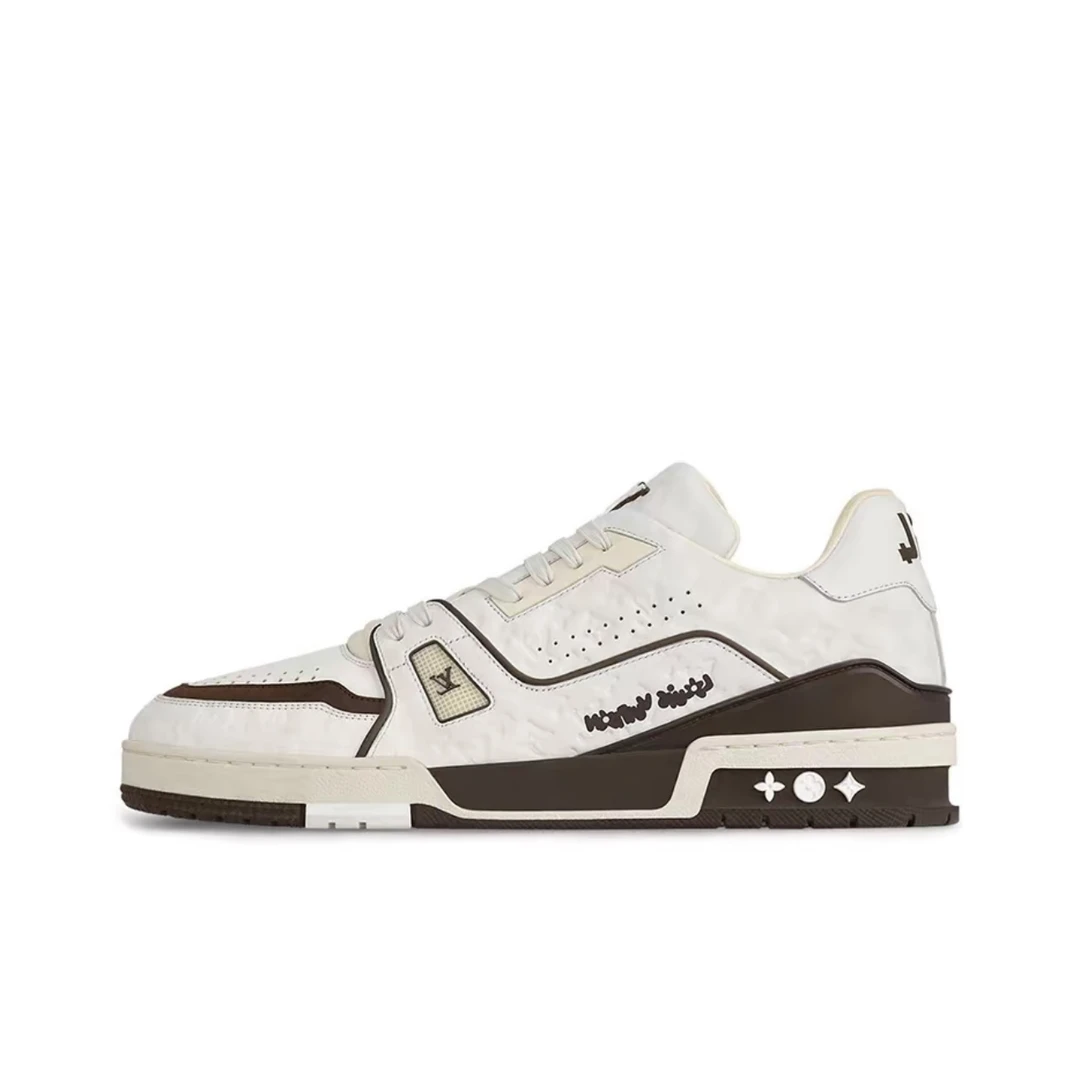 99新 LouisVuitton/路易威登 43码 trainer 白棕 板鞋