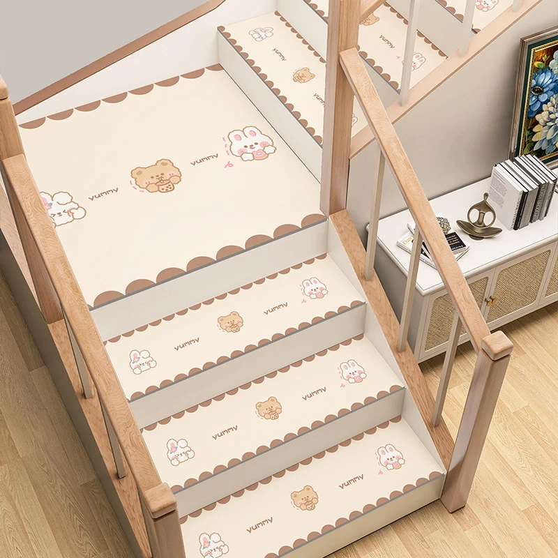 卡通家用楼梯垫防滑踏步垫可爱小熊吸水硅藻泥垫阁楼台阶静音地垫
