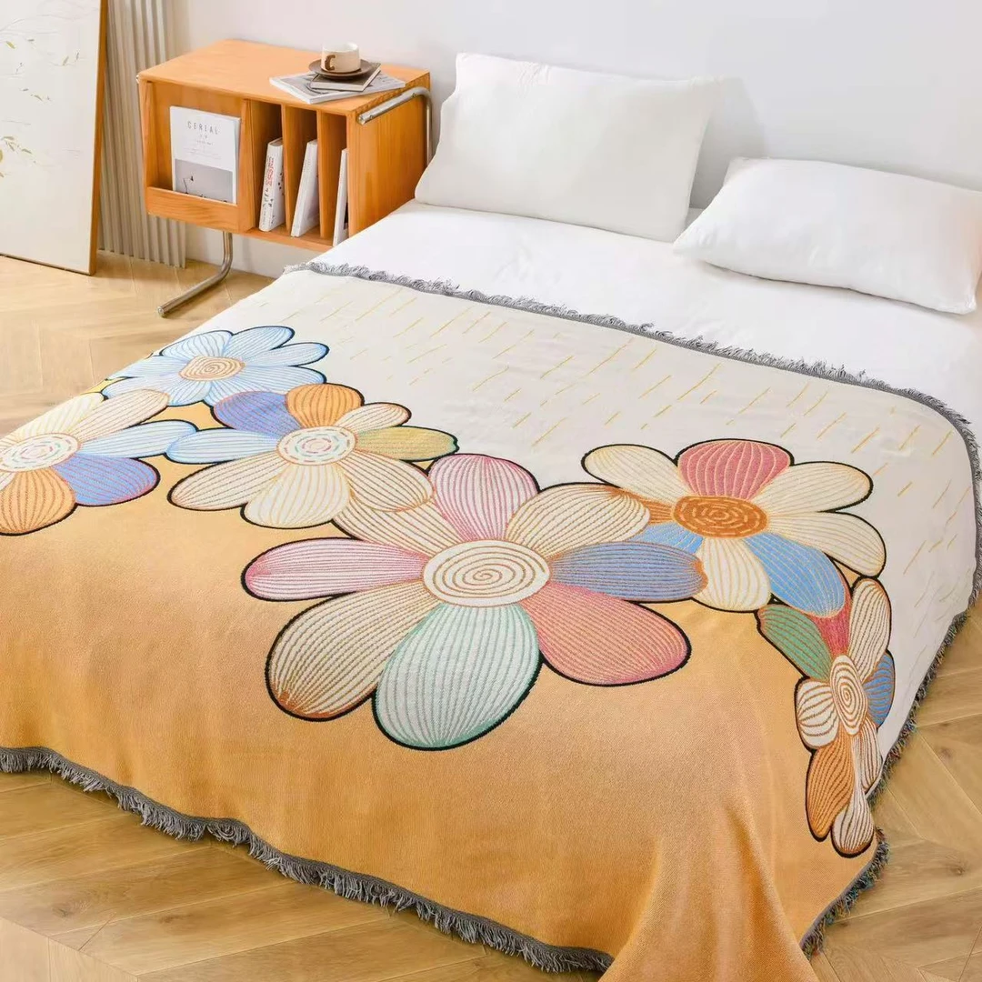 【85*2.35偏差5公分】向阳花沙发巾飘窗毯4人位多功能盖巾