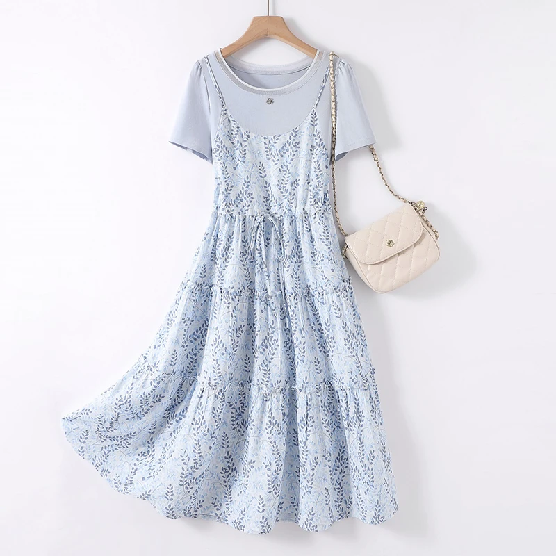 IHIMI海谧【小兰花】25夏新款女装气质裙子假两件高级中长款连衣裙