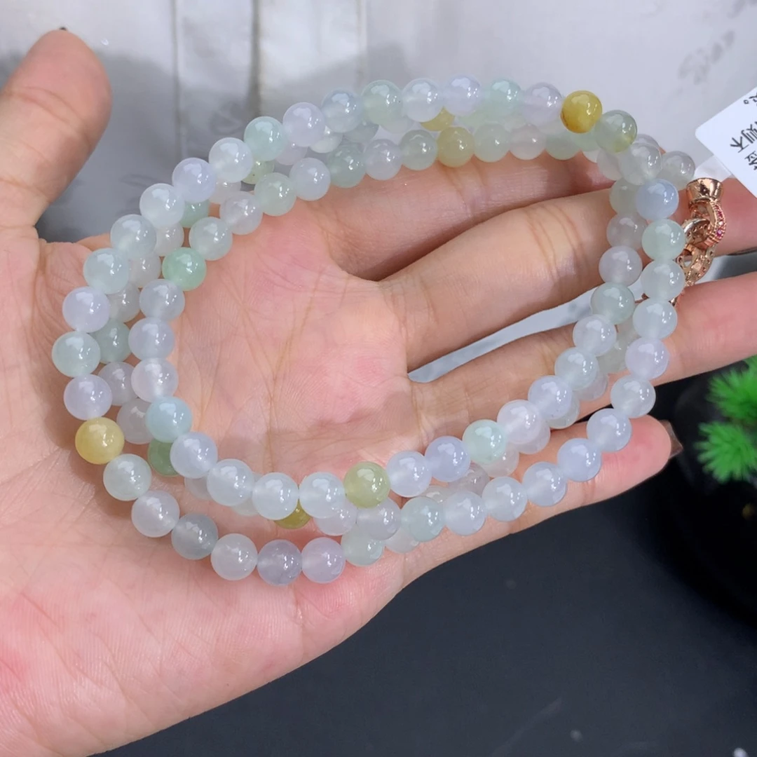 翡翠未镶嵌手串卡6冰胶马卡龙项链