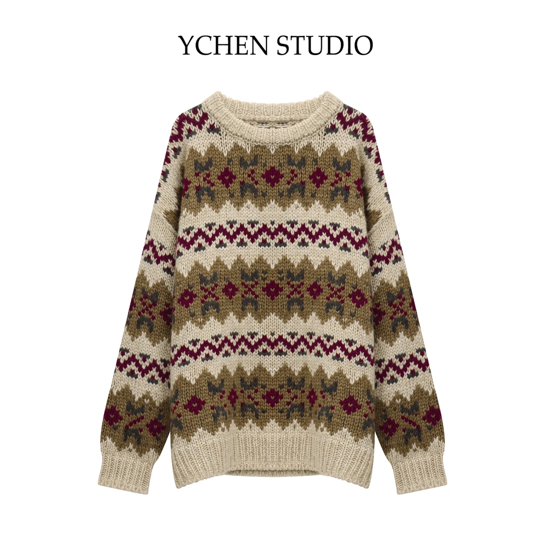 YCS【圣诞毛衣】冬季新款圣诞氛围感绵羊毛宽松时尚毛衣KML66K