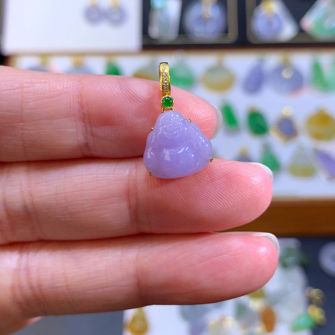 翡翠18K金镶嵌颈饰