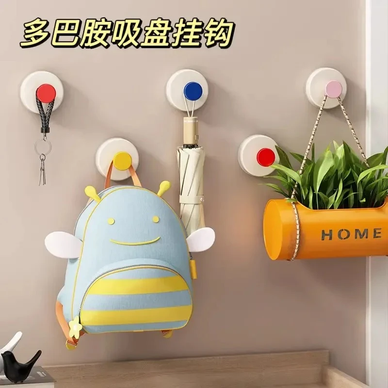 【拍一发四】吸盘多巴胺挂钩强力承重粘胶免打孔入户钥匙帽子置物钩