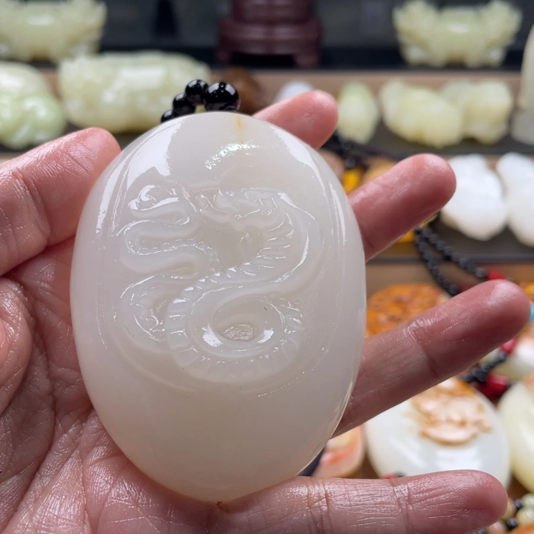 用***3石材古青石手把件瑕疵款