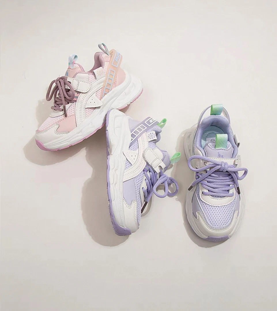 儿童新款潮款双网女童轻便透气百搭魔术贴休闲鞋0202软底