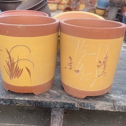 紫砂中国宜兴紫砂花盆，