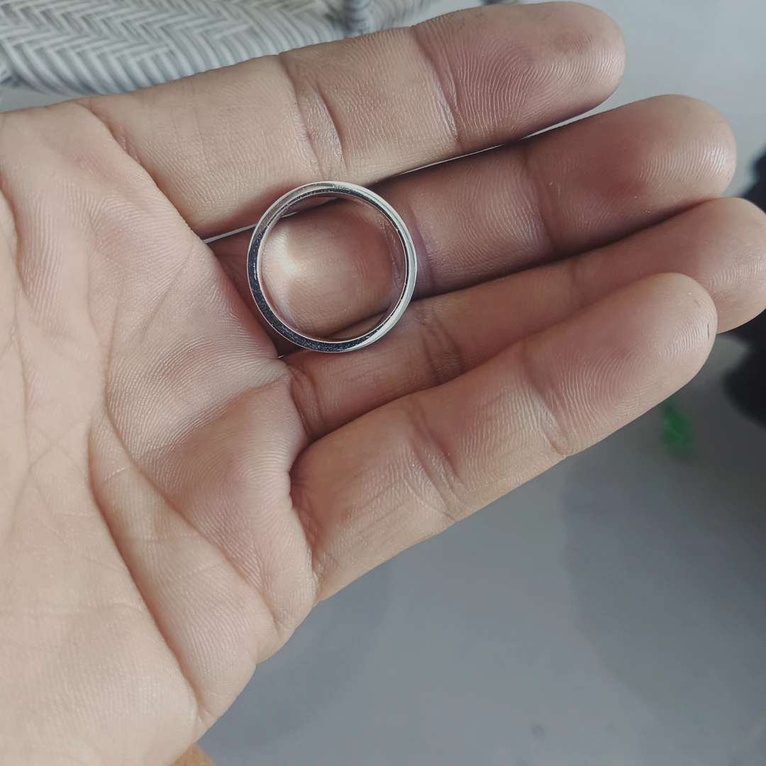 足银银制品 足银时尚男士素圈戒指20#