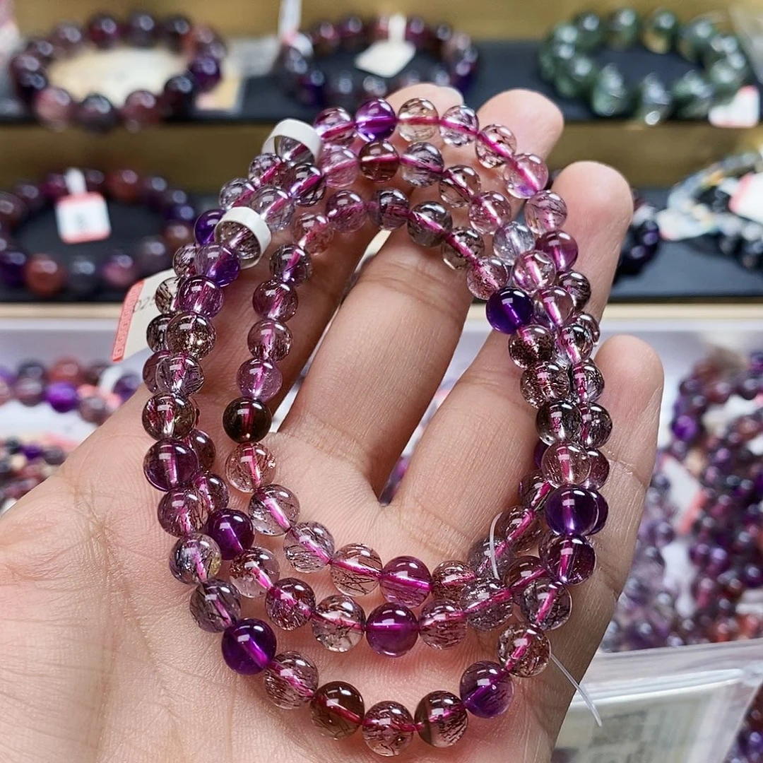 未镶嵌手链水晶黑加仑超七多圈6.5m H558