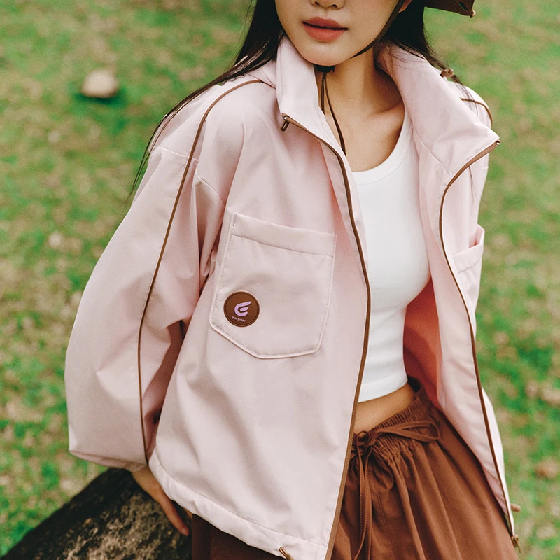 艾莱依时尚运动休闲百搭防水洋气撞色复古潮流上衣秋季女外套4004