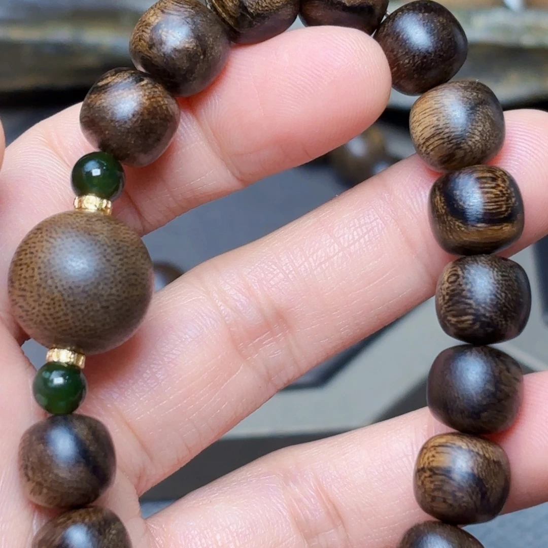 手串沉香越南芽庄白棋楠瘤疤1.0➕瘤疤绿棋楠1.5设计