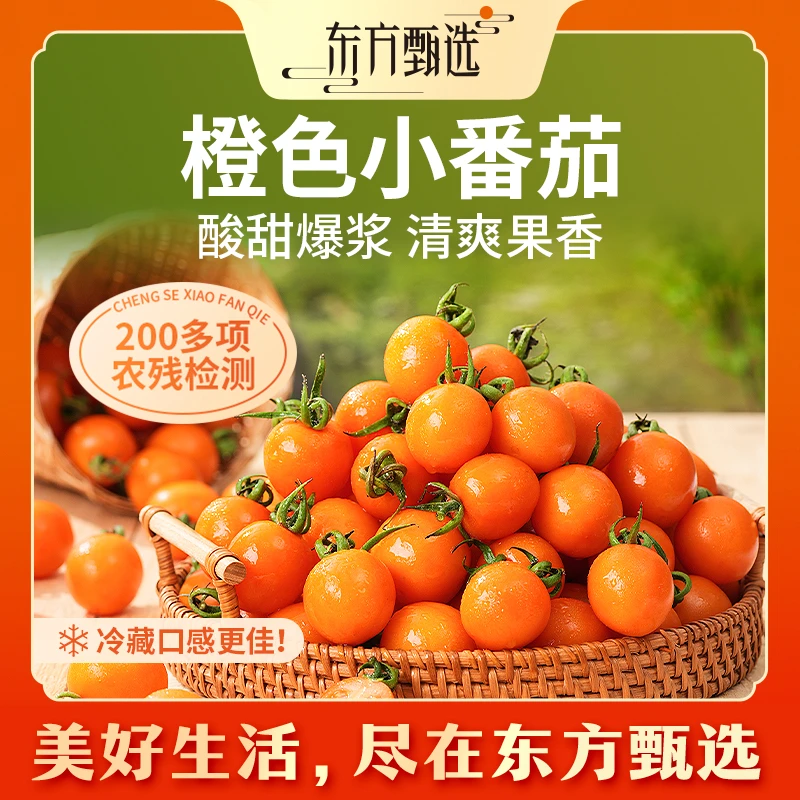 东方甄选自营橙色小番茄圣女果新鲜水果时令生鲜坏果包赔2斤装/箱