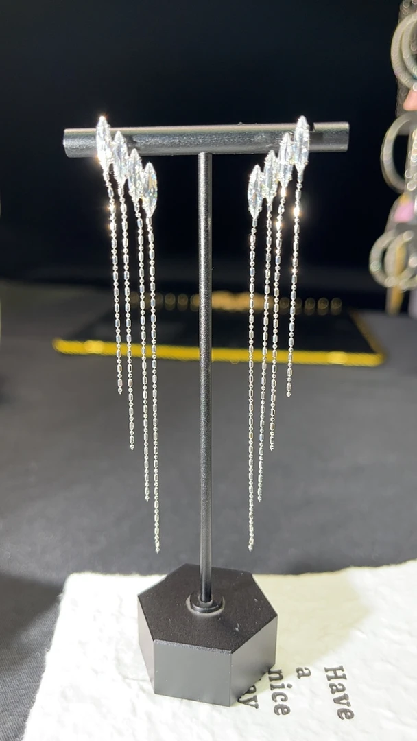 铜合金锆石耳饰 高级感流苏耳环 0063 时尚百搭