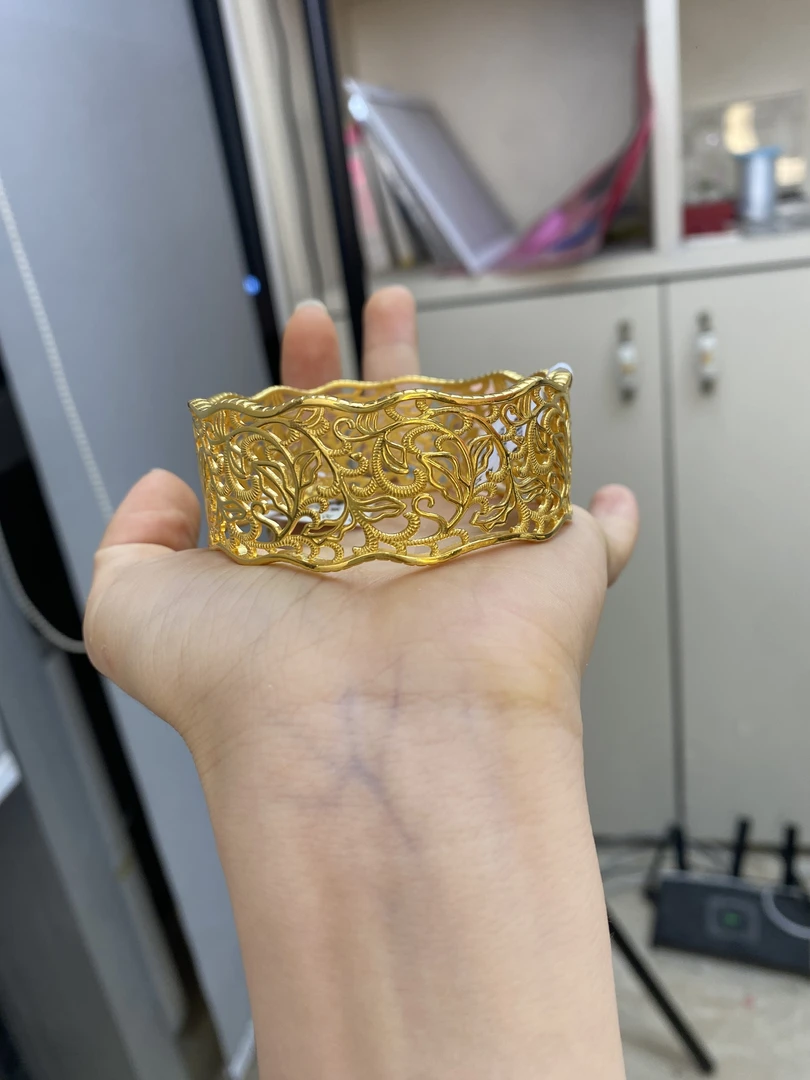 足金镂空花丝手镯七夕情人节礼物百搭精美时尚