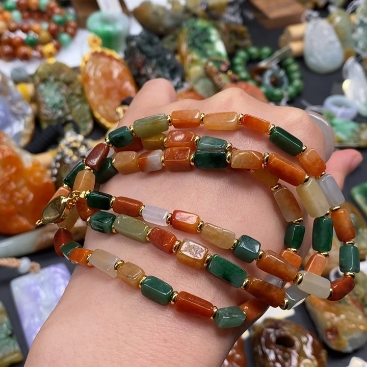 翡翠未镶嵌颈饰方糖链