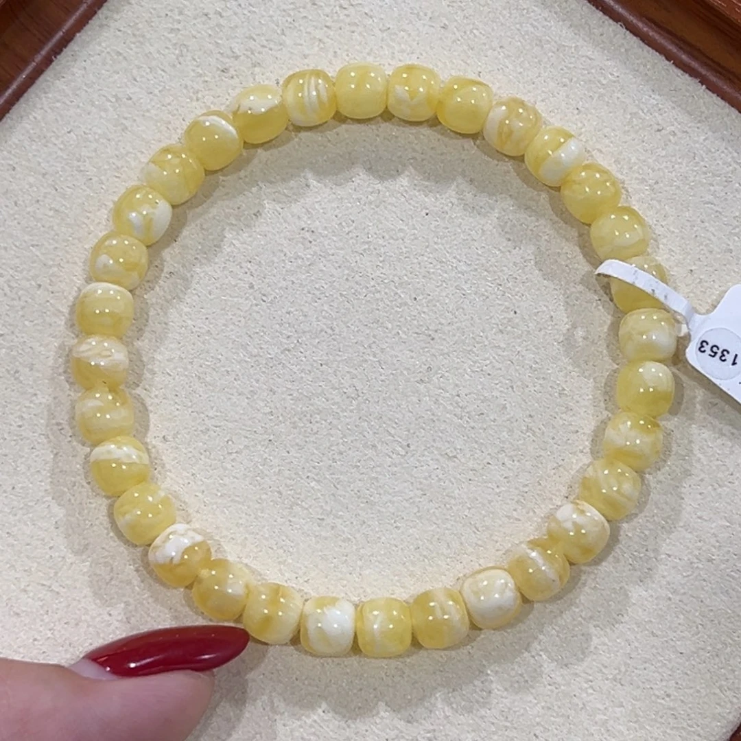 蜜蜡未镶嵌手链6.5m高桩虎皮手串