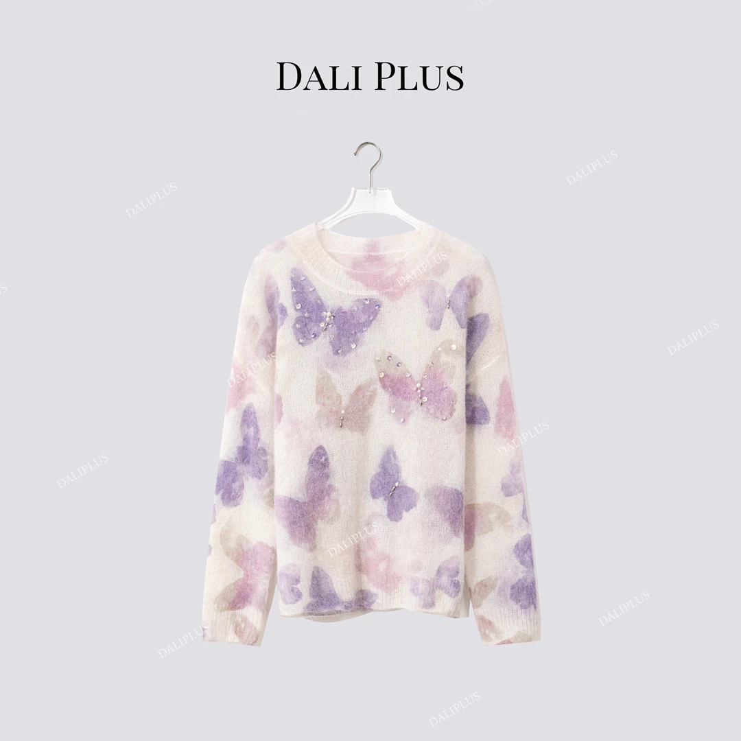 DALI PLUS“马海毛羊毛蝴蝶水染毛衣”套头针织衫-D5MM2679