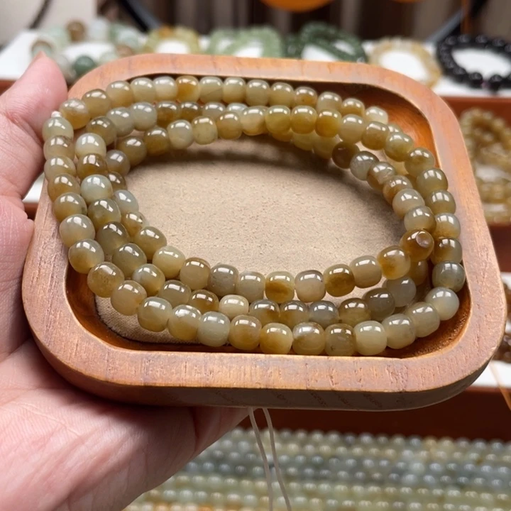 和田玉未镶嵌毛衣链珠串6*7mm