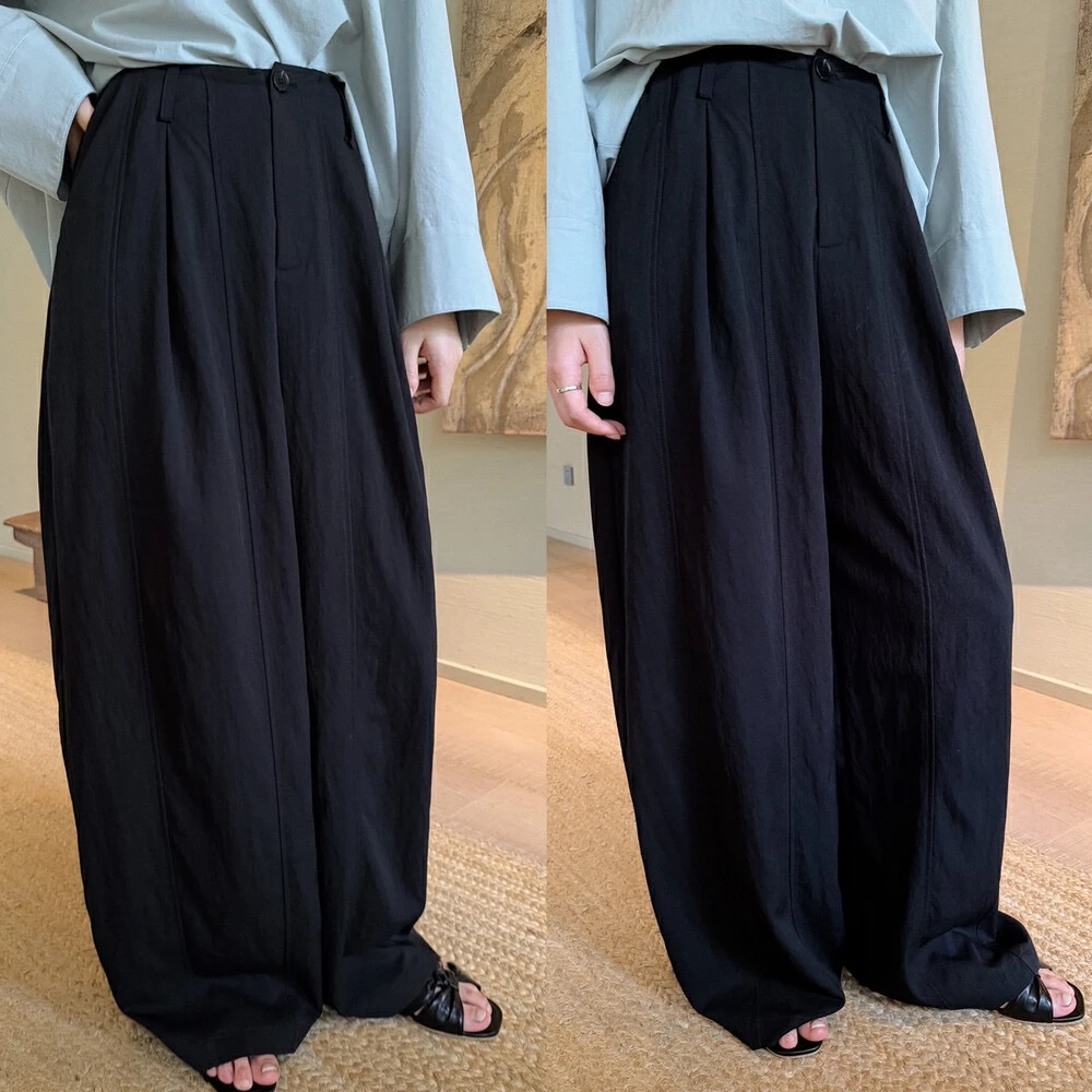 L-19323#『爆款主推！』高级感纯色高腰显瘦直筒阔腿休闲裤