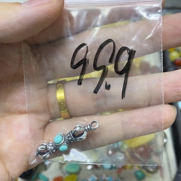 银S925镶嵌蜜蜡裸石吊坠