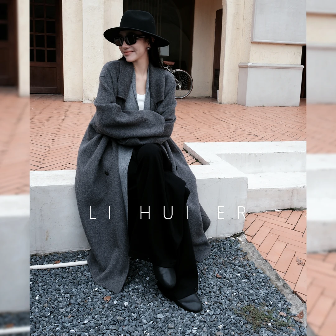 LiHuiEr李慧儿【暮寻】秋款时尚百搭极简阔腿黑色裤子YC-814