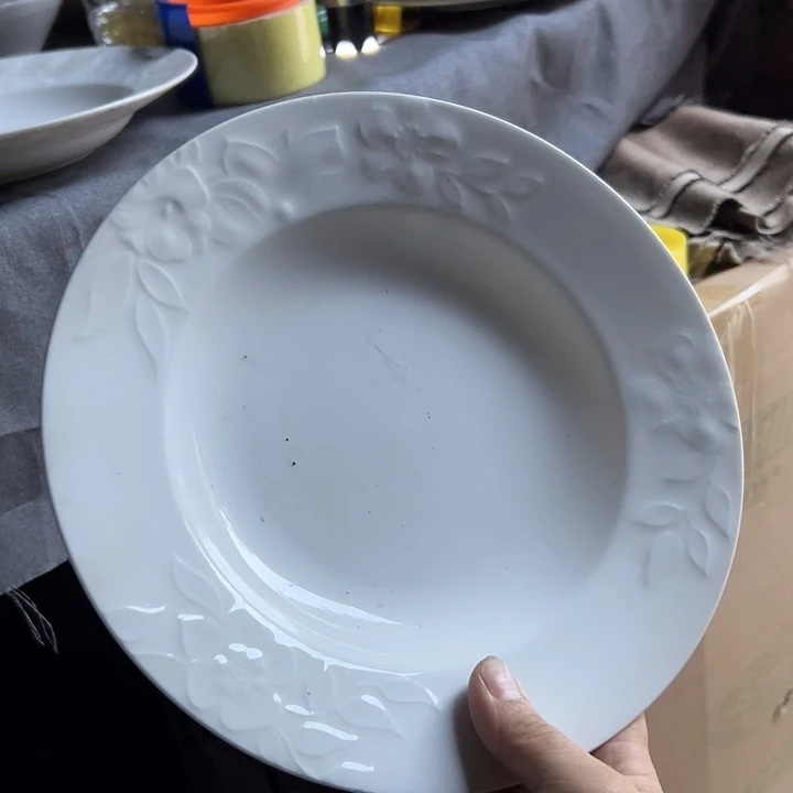 国营尾货骨瓷玉兰草帽盘一个