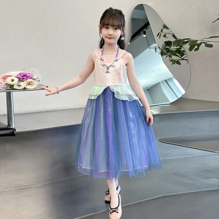 女童连衣裙蓬蓬裙A字裙蛋糕裙美人鱼裙表演服中大童夏款裙子纱裙