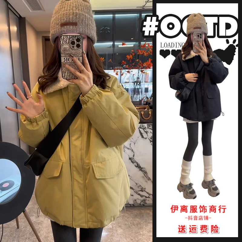 2025秋冬新款欧美气质宽松休闲百搭保暖棉服外套时尚洋气减龄棉衣