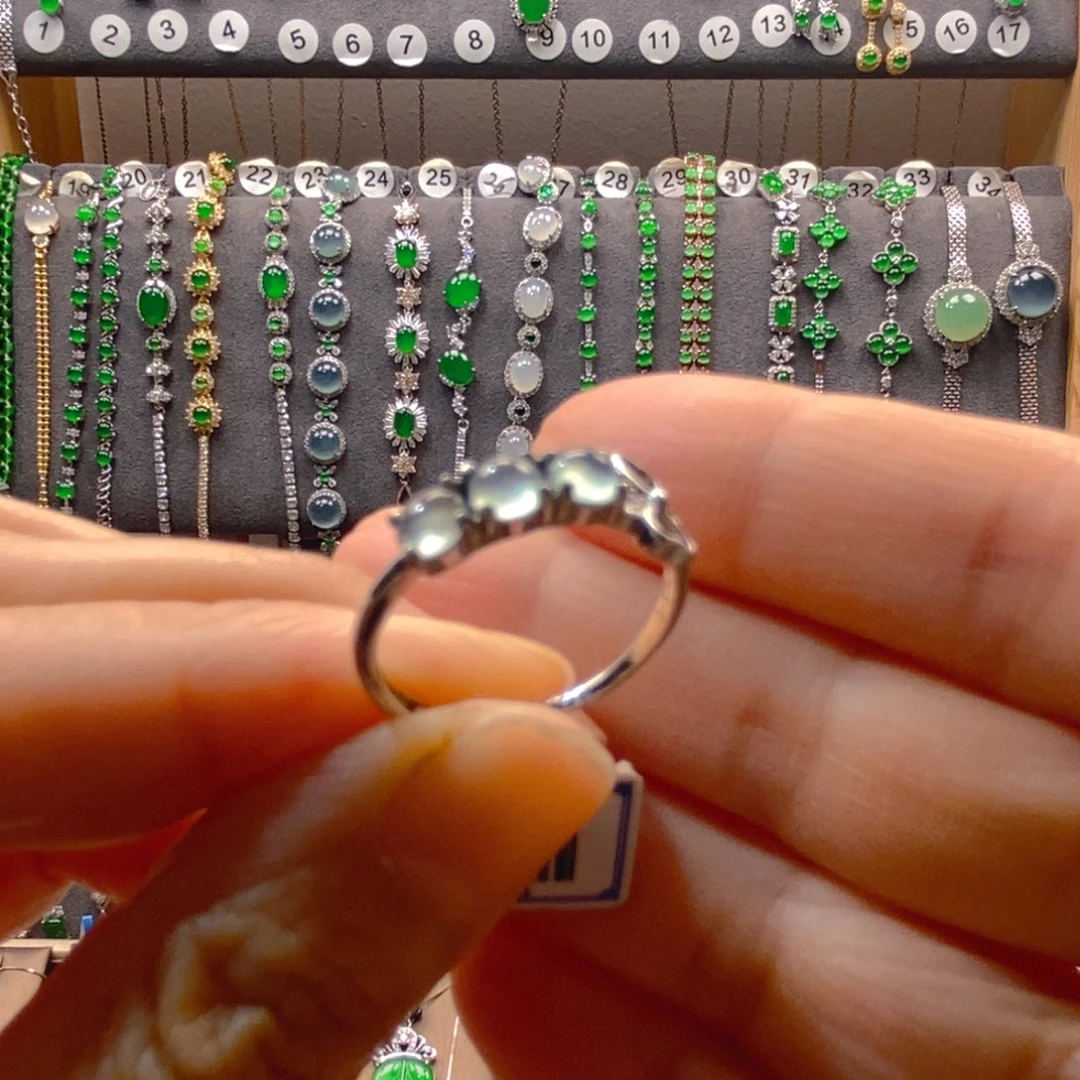 颈饰银S925镶嵌翡翠翡翠戒指