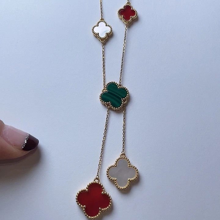 玛瑙/玉髓颈饰18K金镶嵌套链