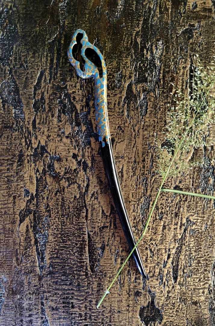 大漆发簪 檀木台体 手工制作