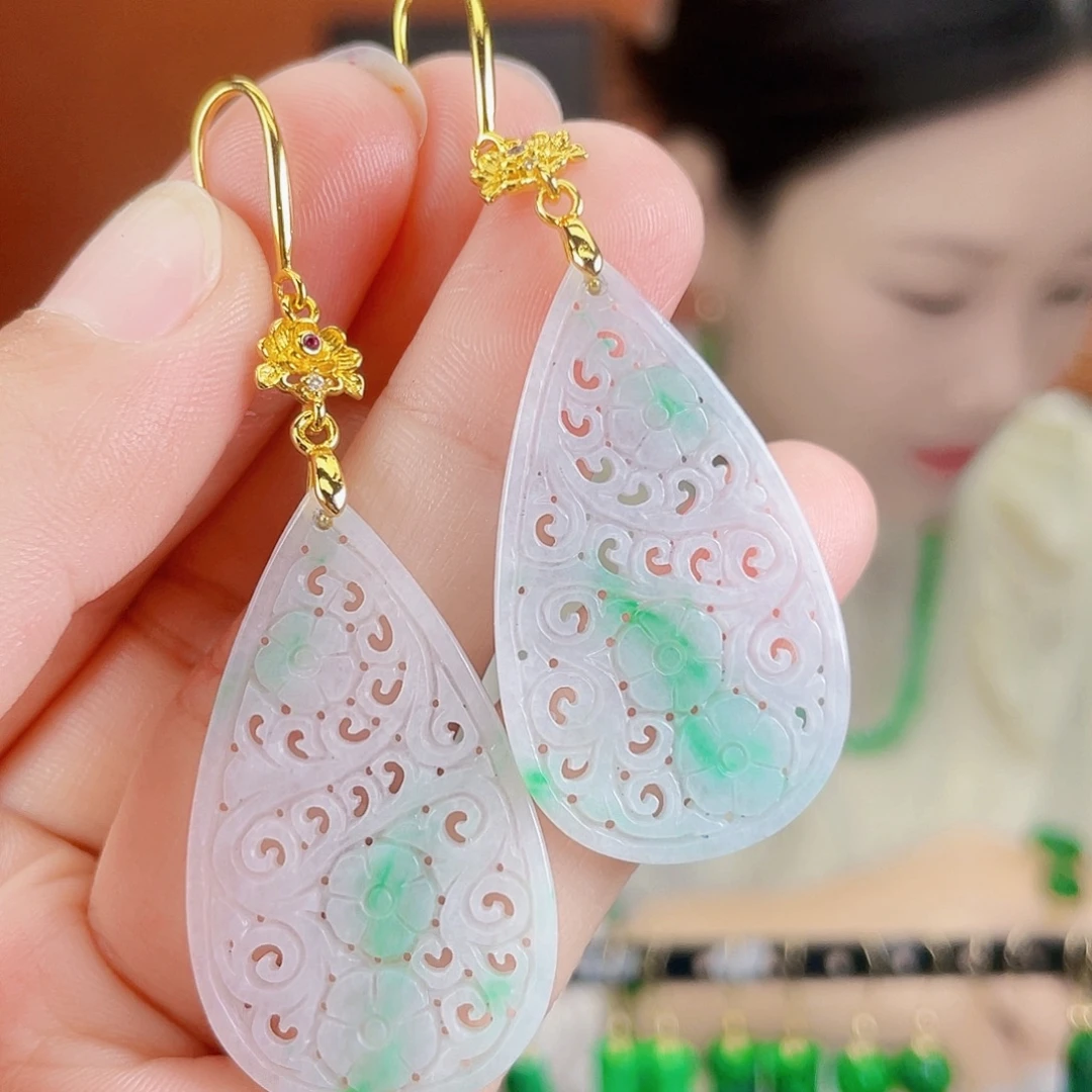 翡翠未镶嵌耳饰饰品