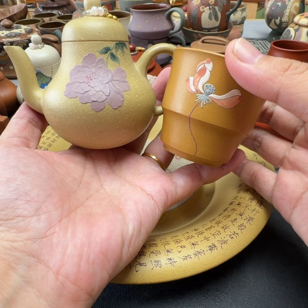 茶壶紫砂思婷本山绿送杯子