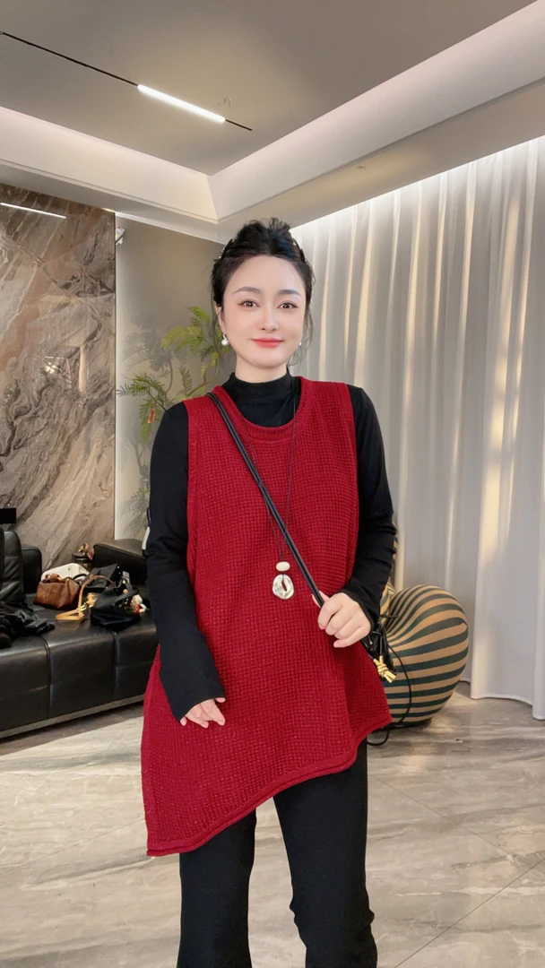 【冲姐】秋款上新设计感细闪宽松大版百搭时髦显瘦针织马甲61268