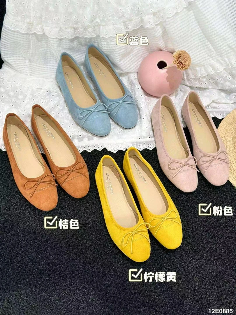 浅口单鞋圆头蝴蝶结平底鞋