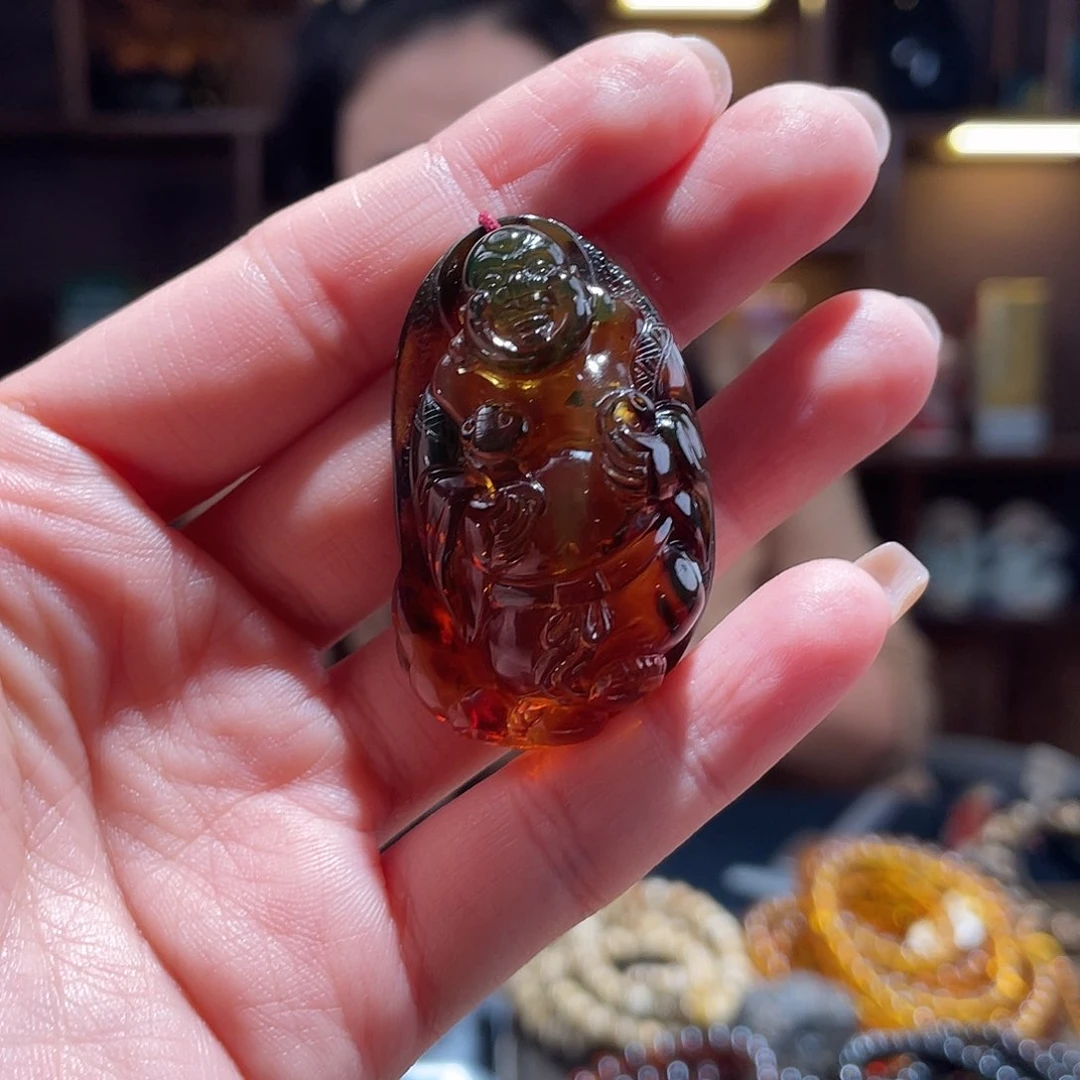 琥珀手链未镶嵌浅*精品雕刻