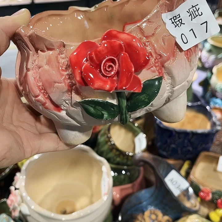 瓷片花盆多肉植物艺术品