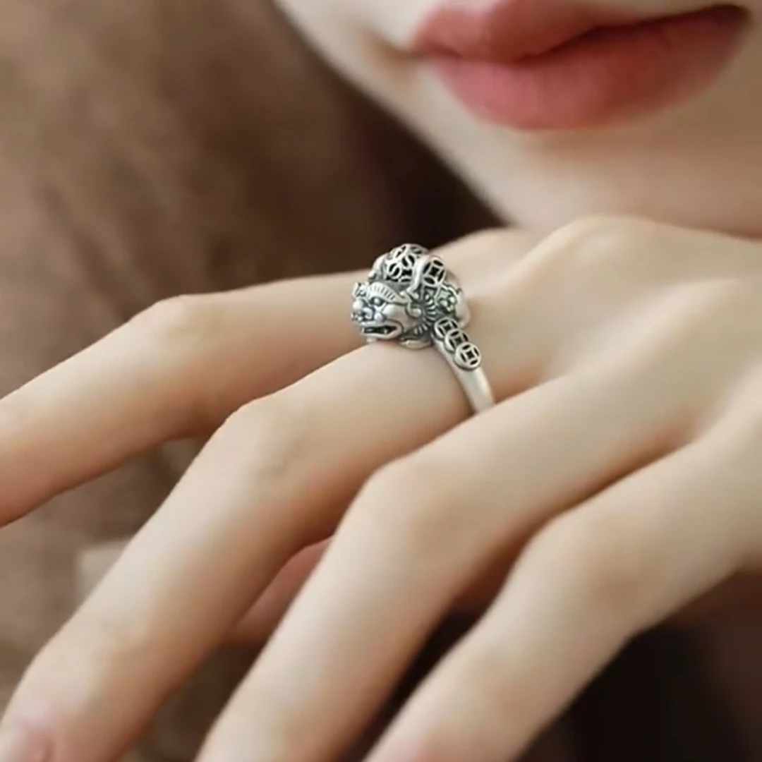 【可转动貔貅戒指】女士男士时尚复古开口指环