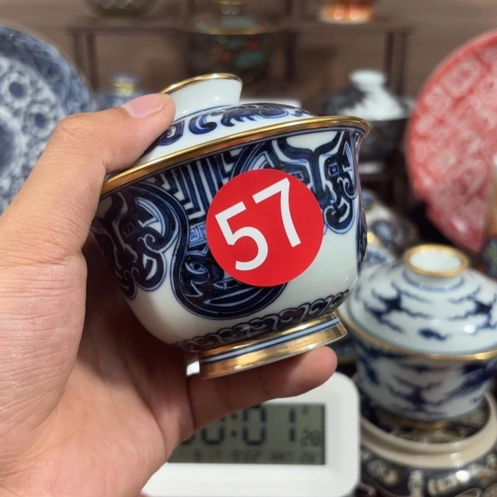 天***蓝景德镇手工手绘陶瓷