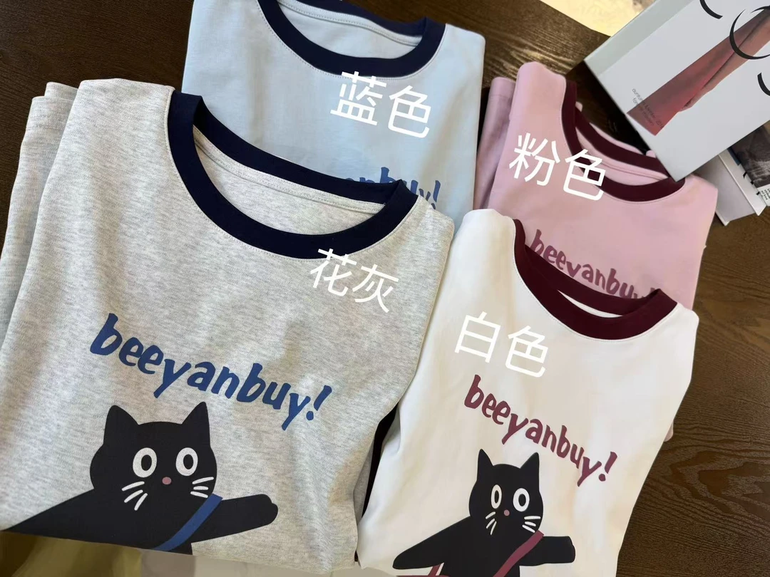 福利款小猫印花T恤【喜田】26038