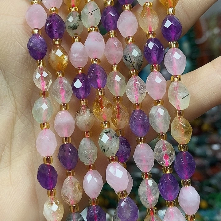 玛瑙/玉髓未镶嵌珠宝半成品天然多宝水晶米切卡6*8mm