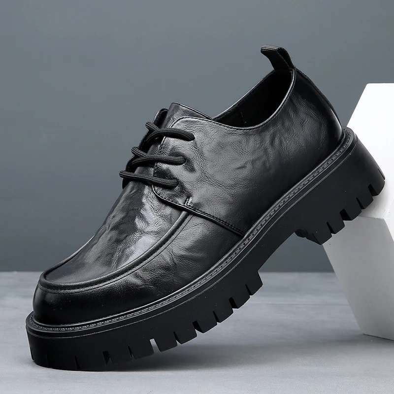 DMXUXM巴黎『设计风』新品好物~力荐！潮流厚底增高耐磨休闲皮鞋男潮