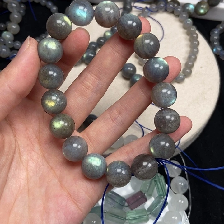 未镶嵌手链水晶b4拉长石灰月光卡12 天然水晶 默认瑕疵