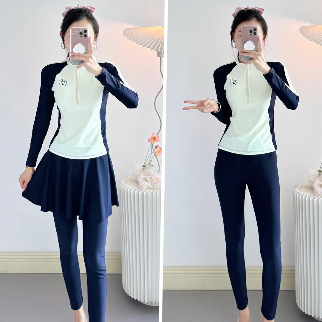 分体泳衣女保守长袖长裤防晒速干显瘦冲浪潜水服浮潜水母女士泳装
