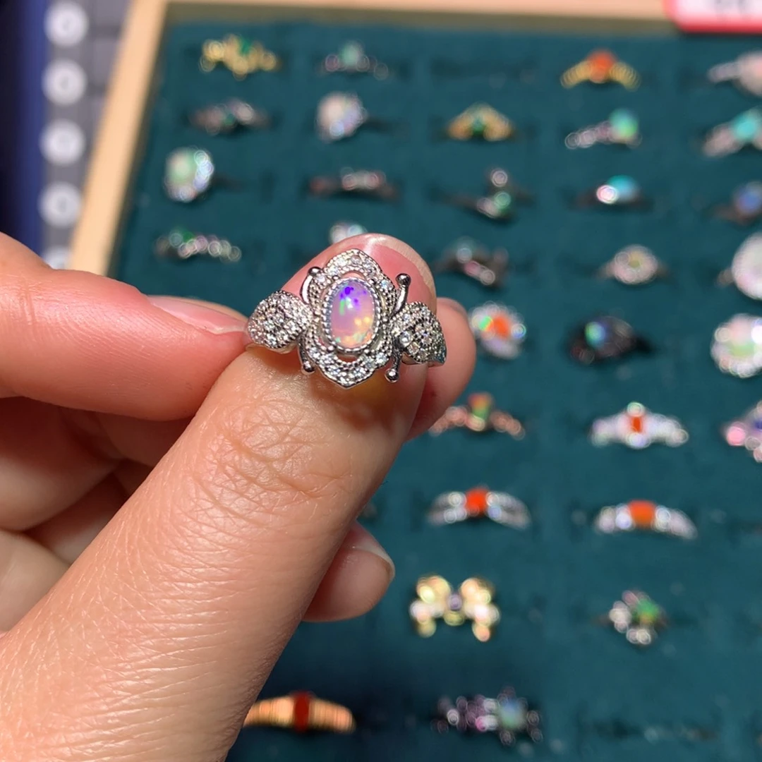 欧泊戒指款式银S925镶嵌