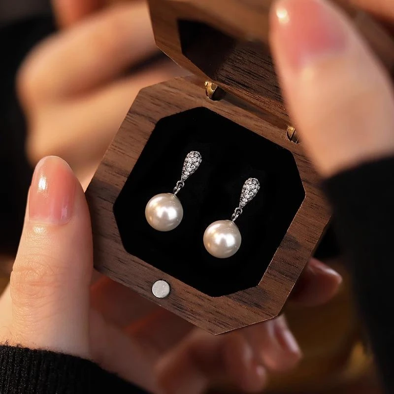 CAIEM KAIET 足银耳饰 S999纯银流苏珍珠耳钉女时尚百搭耳饰