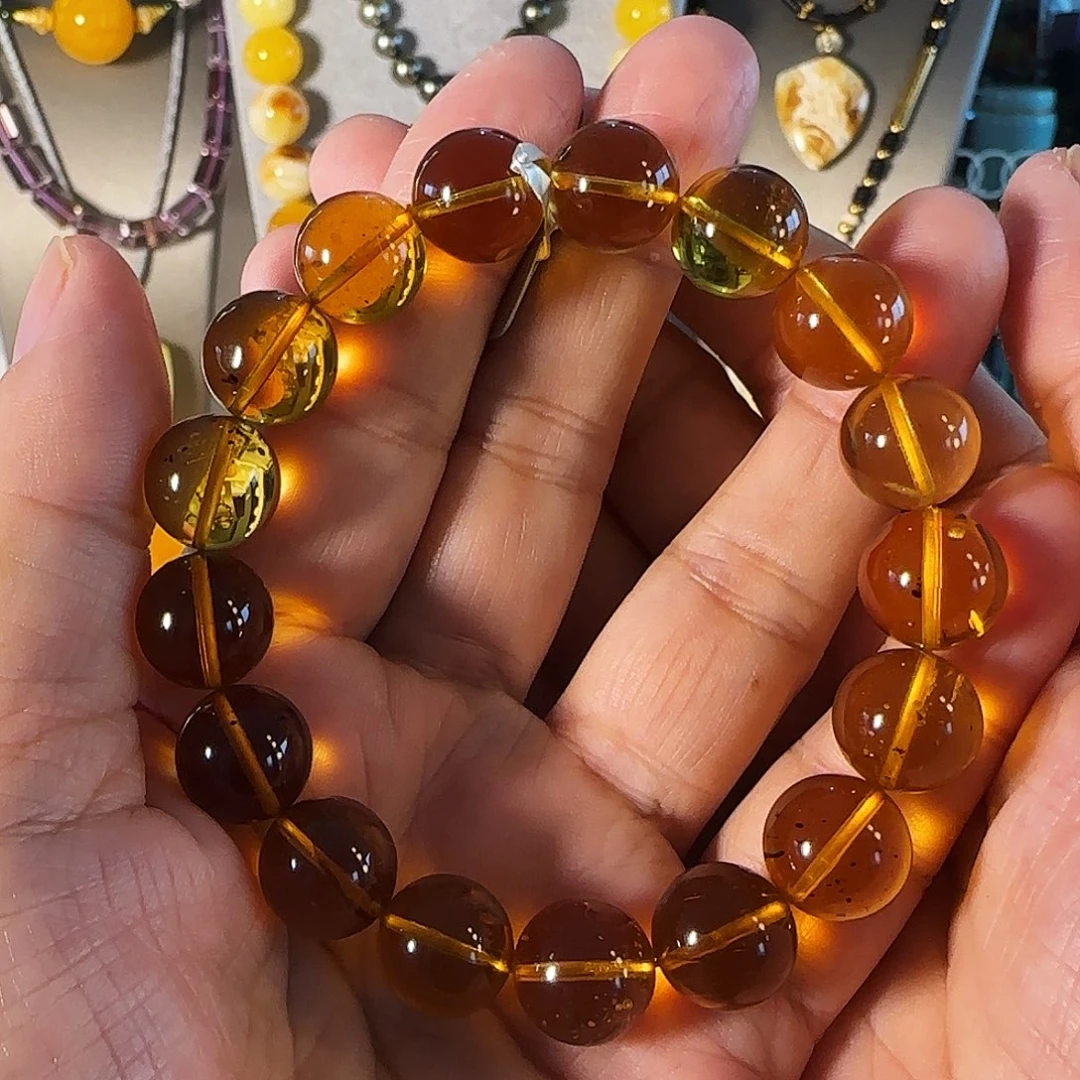琥珀未镶嵌手链缅甸琥珀红茶珀手串