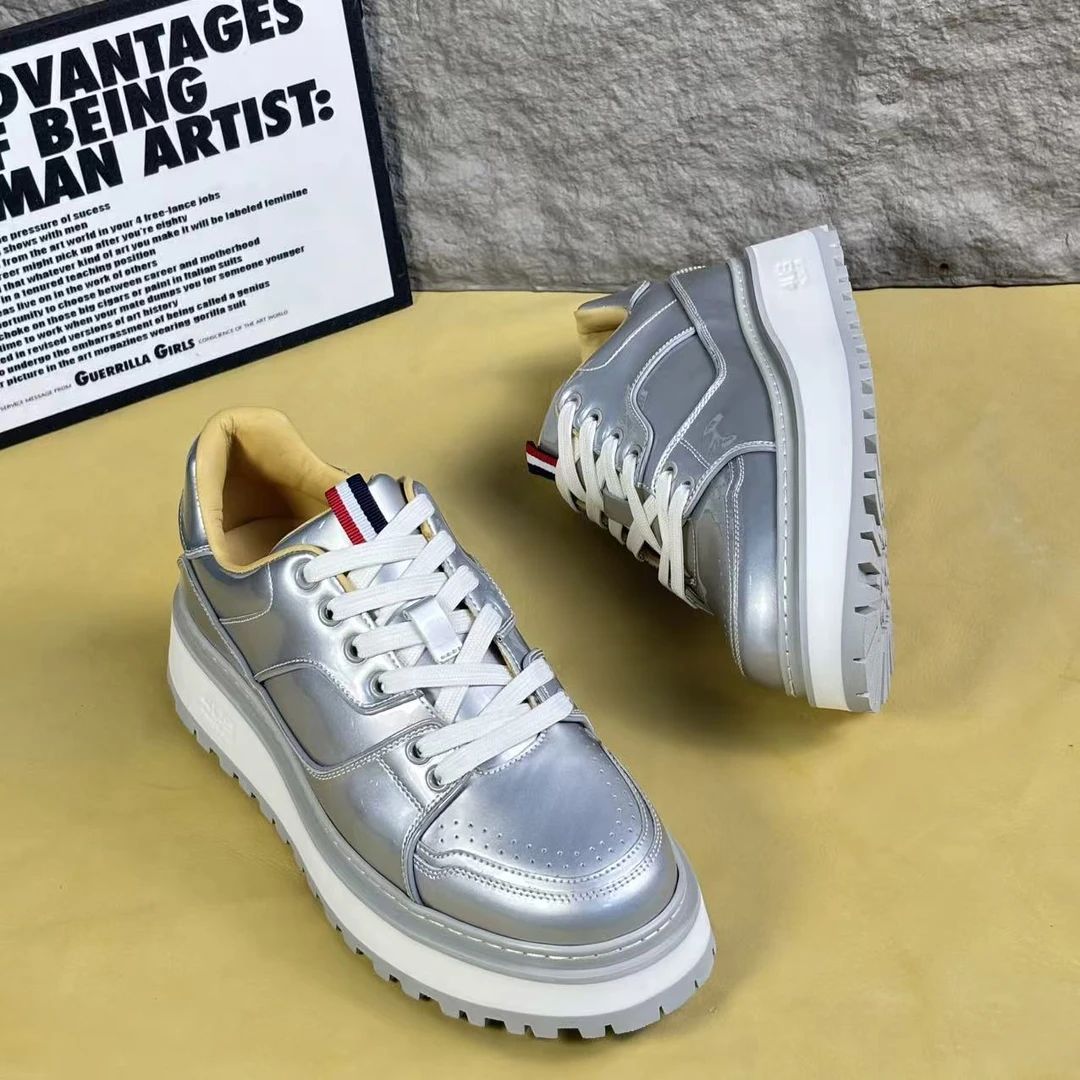 液态银新品首发4US轻软弹时尚休闲鞋板鞋百搭潮鞋厚底潮流