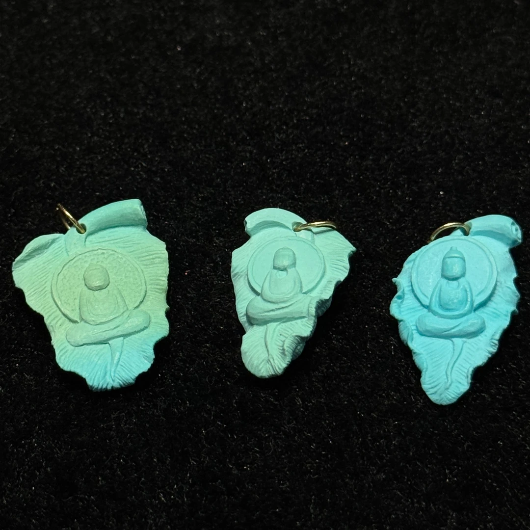 zbg2267一叶成佛绿松吊坠18k（天然珠宝多样性发其一）